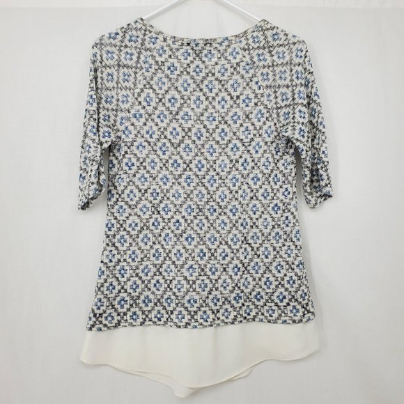 AB Studio Faux Layered Sweater White Blue Medium - Picture 2 of 9